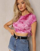 metrofive Tricou Fucsia Viscoză cu Model Tie-Dye cu Legături Laterale Iriandella
