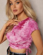 metrofive Tricou Fucsia Viscoză cu Model Tie-Dye cu Legături Laterale Iriandella