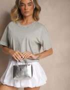 metrofive Tricou Gri din Bumbac cu Zirconii Fadeola