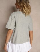 metrofive Tricou Gri din Bumbac cu Zirconii Fadeola