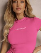 metro five Tricou scurt Fucsia mulat decorat cu inscripția Haliana