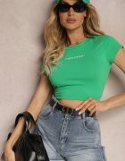 metrofive Tricou Verde Cropped cu croială ajustată cu imprimeu Zaloella
