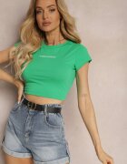 metrofive Tricou Verde Cropped cu croială ajustată cu imprimeu Zaloella