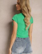 metrofive Tricou Verde Cropped cu croială ajustată cu imprimeu Zaloella