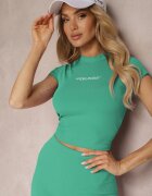 metrofive Tricou Verde Scurt cu croială mulată decorat cu textul Haliana