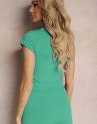 metrofive Tricou Verde Scurt cu croială mulată decorat cu textul Haliana