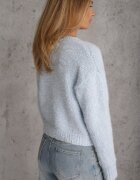 metrofive Cardigan cu adaos de lână decorat cu floricele din fir metalic Karrie Albastru