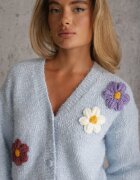 metrofive Cardigan cu adaos de lână decorat cu floricele din fir metalic Karrie Albastru