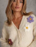 metrofive Cardigan cu adaos de lână decorat cu floricele din fir metalic Karrie Bej
