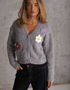 metrofive Cardigan cu adaos de lână decorat cu floricele din fir metalic Karrie Gri