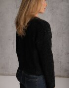 metrofive Cardigan cu adaos de lână decorat cu floricele din fir metalic Karrie Negru