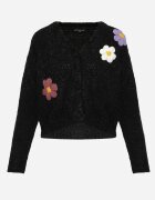 metrofive Cardigan cu adaos de lână decorat cu floricele din fir metalic Karrie Negru