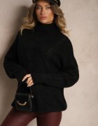 metrofive Maletă Neagră din Vascoză Stil Oversize cu Împletitură Decorativă Korremi