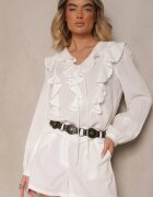 metrofive Pantaloni scurți Albi cu Bumbac talie înaltă în Stil Clasic Sefore