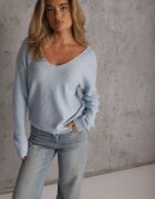metrofive Pulover cu decolteu în V și paiete din tricot cu adaos de lână Driana Albastru
