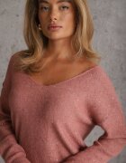 metrofive Pulover cu decolteu în V și paiete din tricot cu adaos de lână Driana Roz