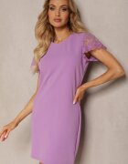 metrofive Rochie Casual Mov Decorată cu dantelă pe mânecă Haaklanda