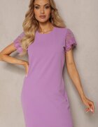 metrofive Rochie Casual Mov Decorată cu dantelă pe mânecă Haaklanda