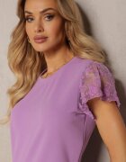 metrofive Rochie Casual Mov Decorată cu dantelă pe mânecă Haaklanda