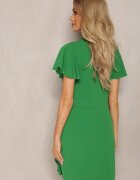 metrofive Rochie Mini Verde cu croială ajustată cu bust petrecut și volan Haliari