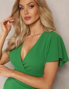 metrofive Rochie Mini Verde cu croială ajustată cu bust petrecut și volan Haliari