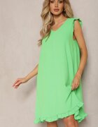 metrofive Rochie trapezoidală verde deschis de vară fără mâneci cu volan Heola