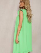 metrofive Rochie trapezoidală verde deschis de vară fără mâneci cu volan Heola