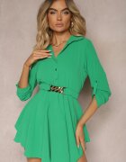 metrofive Rochie Verde deschis Cloche Decorată în Talie cu Lanț Uvolia