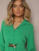 metrofive Rochie Verde deschis Cloche Decorată în Talie cu Lanț Uvolia