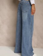 milas91 Blugi Albastre Wide Leg High Waist cu ornamente strălucitoare Lilyss