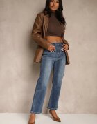 milas91 Blugi Albaștri Drepți Regular Waist Fesalira