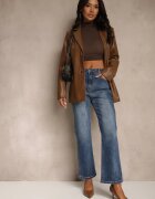 milas91 Blugi Albaștri Drepți Regular Waist Fesalira
