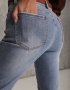 milas91 Blugi Albaștri evazați Bootcut High Waist cu Bumbac Urilyss