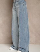 milas91 Blugi albaștri High Waist Wide Leg în Două Nuanțe de Denim Carilvienne