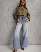 milas91 Blugi Albaștri Larghi cu rupturi High Waist Calale