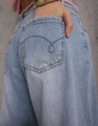 milas91 Blugi Albaștri Largi din Bumbac High Waist Decorați cu Șnur Legat Neviolla