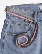 milas91 Blugi Albaștri Largi din Bumbac High Waist Decorați cu Șnur Legat Neviolla