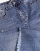 milas91 Blugi Albaștri Largi High Waist cu aplicații din zirconiu Sireilure