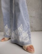 milas91 Blugi Albaștri Largi în Stil Boho cu Imprimeu Decorativ pe Craci Endippe