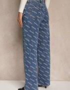 milas91 Blugi Albaștri Straight Leg High Waist Decorați cu imprimeu Vilesse