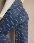 milas91 Blugi Albaștri Straight Leg High Waist Decorați cu imprimeu Vilesse