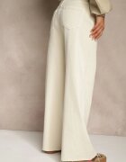 milas91 Blugi Bej deschis Wide Leg High Waist cu margini franjurate Brizess