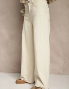 milas91 Blugi Bej deschis Wide Leg High Waist cu margini franjurate Brizess