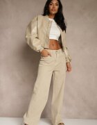 milas91 Blugi bej High Waist Wide Leg Meorise