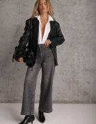 milas91 Blugi cu conținut ridicat de bumbac cu croială wide leg și buzunărașe cu nasturi Shizue Gri