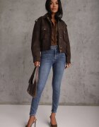 milas91 Blugi elastici din bumbac skinny cu efect de decolorare Ganra Albaștri