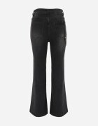 milas91 Blugi Flare cu Bumbac High Waist Ademe Negri