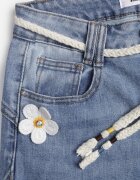 milas91 Blugi Largi Albastri din Bumbac High Waist cu Centură Tip Șnur Caninna