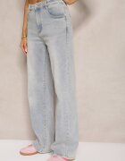 milas91 Blugi Largi Albastru Deschis High Waist Lanosisa