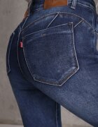 milas91 Blugi modelatori din bumbac Skinny/Slim cu efect Push-Up Orifia Albaștri